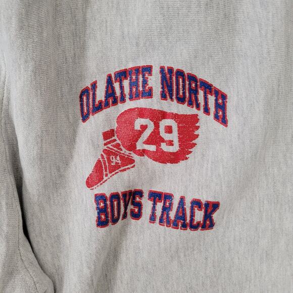 Vintage 80s Olathe North Boys Track Pants XL Gray Sweatpants - Picture 5 of 16